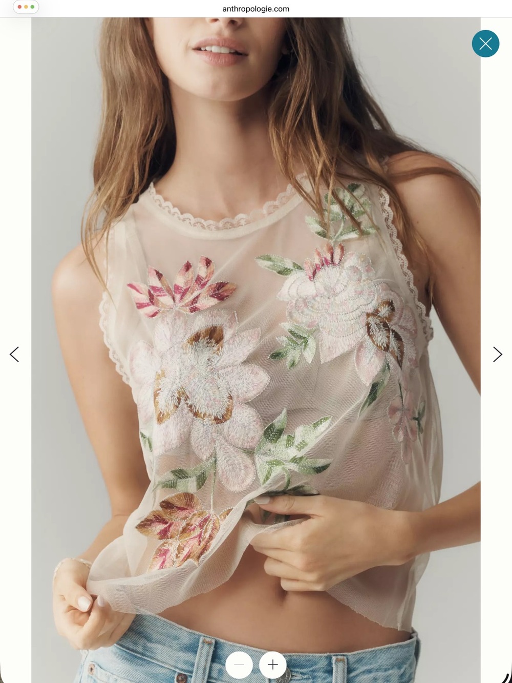 ⭐️NWT By Anthropologie Sheer Mesh Floral Top